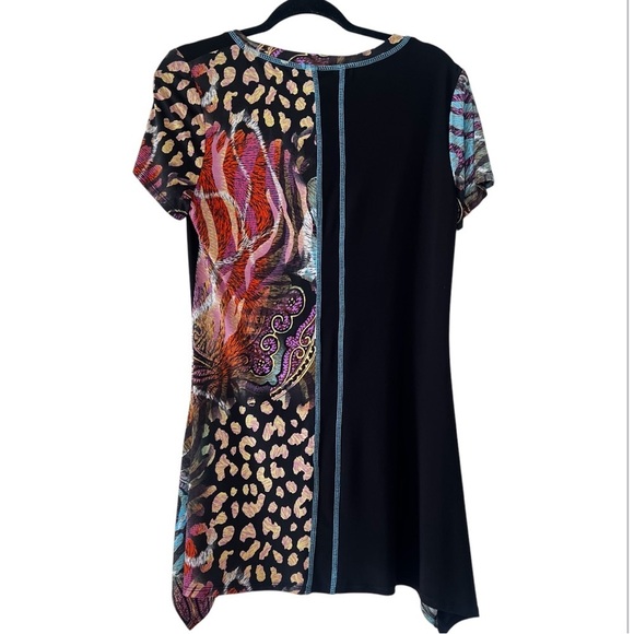 Frank Lyman Handkerchief Hem Multicolored Top Short Sleeve Top size 12 - Picture 2 of 16